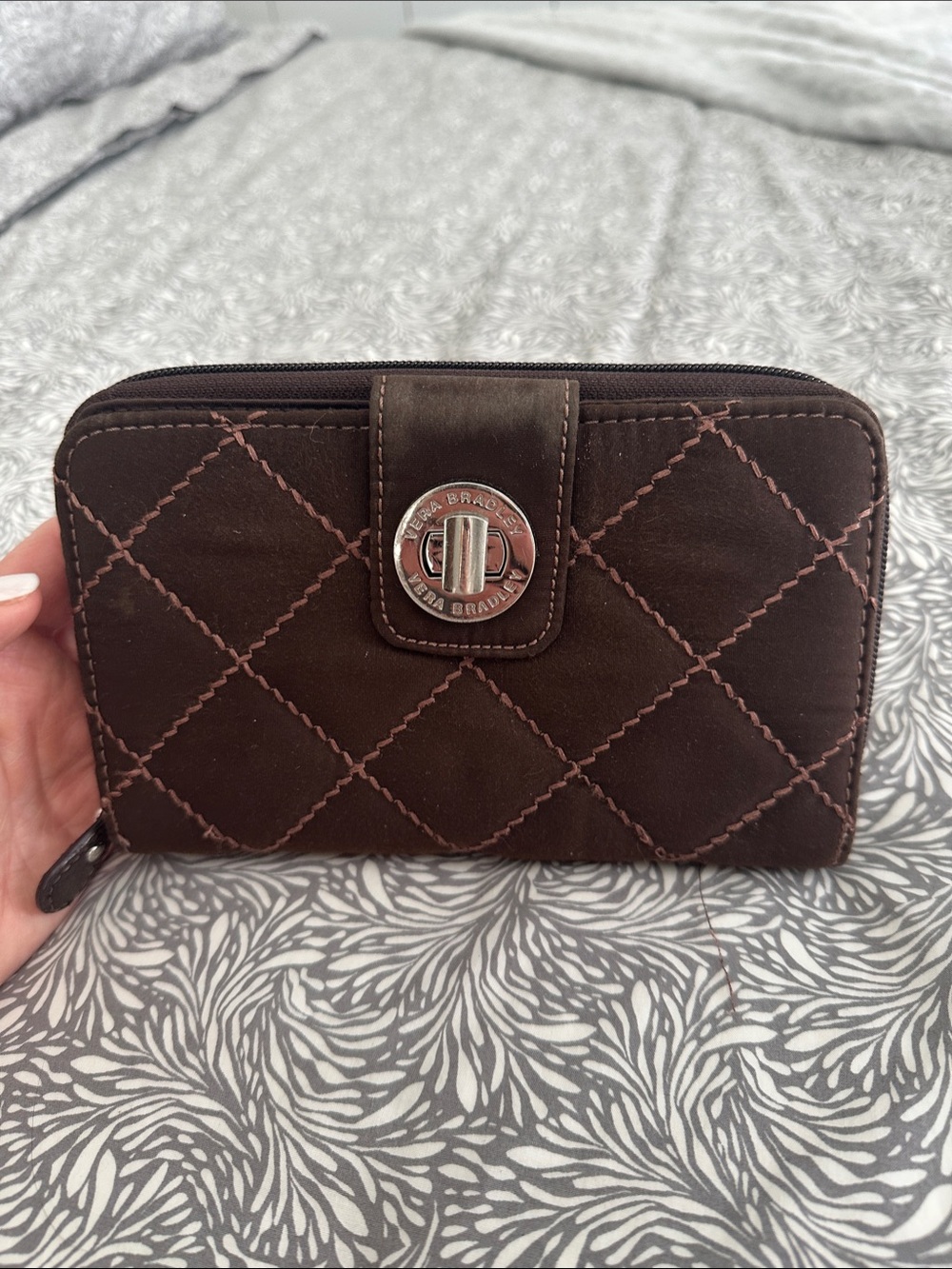 Vera Bradley Quilted Brown Zip Wallet